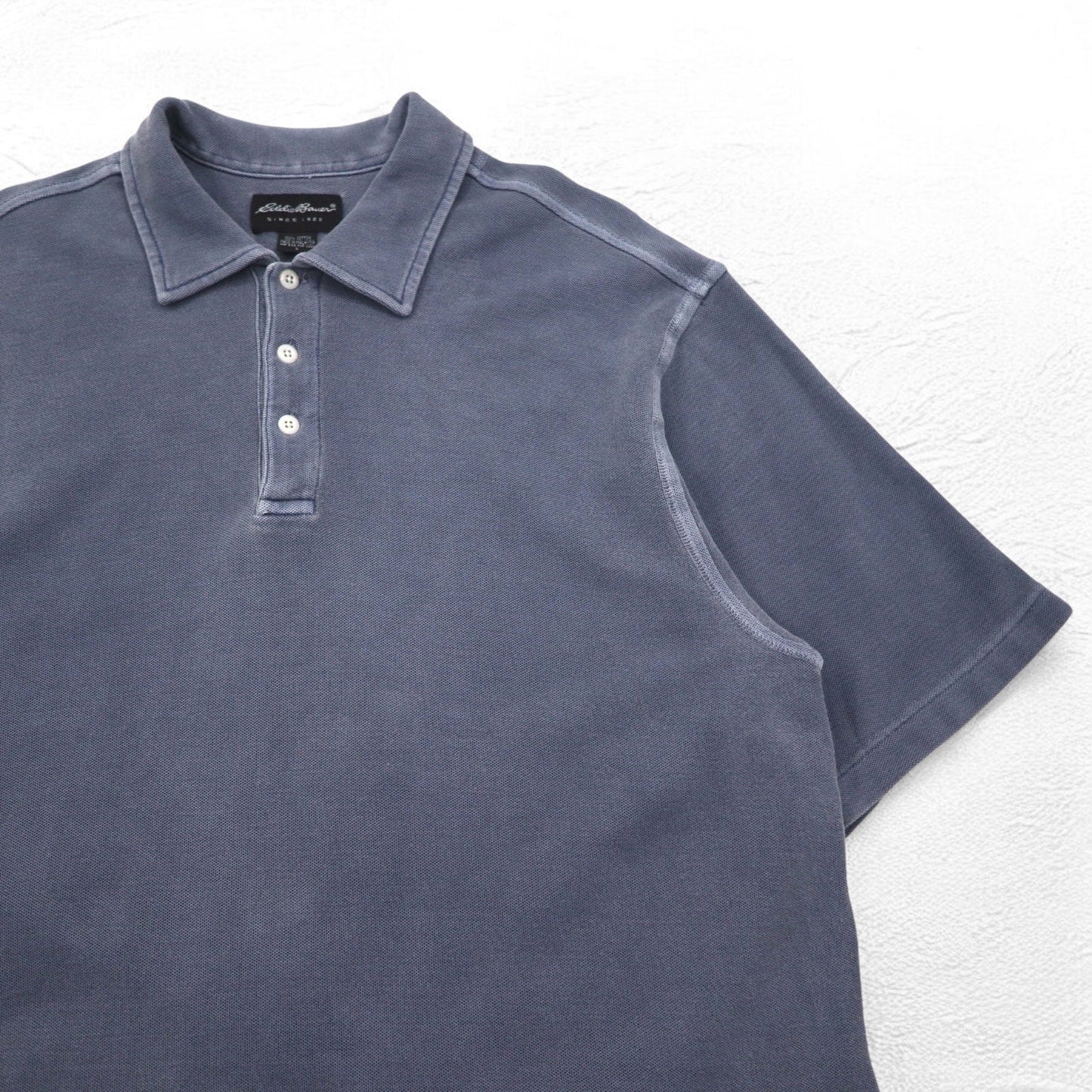 Eddie Bauer 90年代 ヴィンテージ加工 鹿の子 ポロシャツ L グレー コットン
