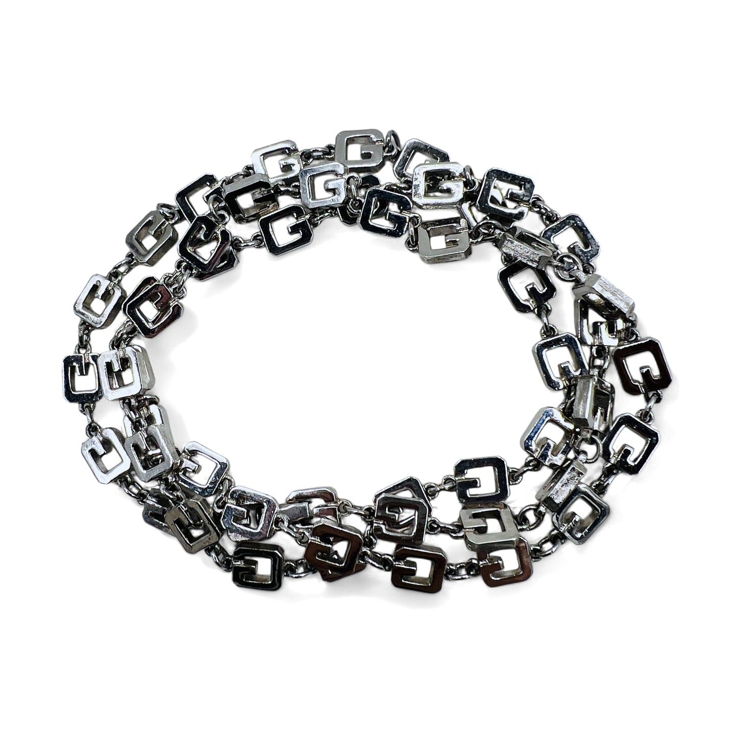 GIVENCHY ヴィンテージ オールド  2WAY ネックレス 3連 ブレスレット シルバー ロゴモチーフ