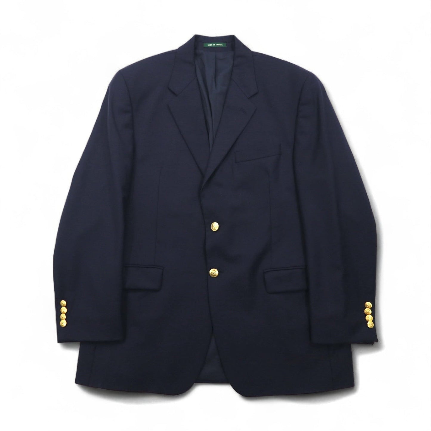 LAUREN RALPH LAUREN 90年代 カナダ製 2B テーラードジャケット ブレザー 紺ブレ XL ネイビー ウール ギャバジン 金ボタン