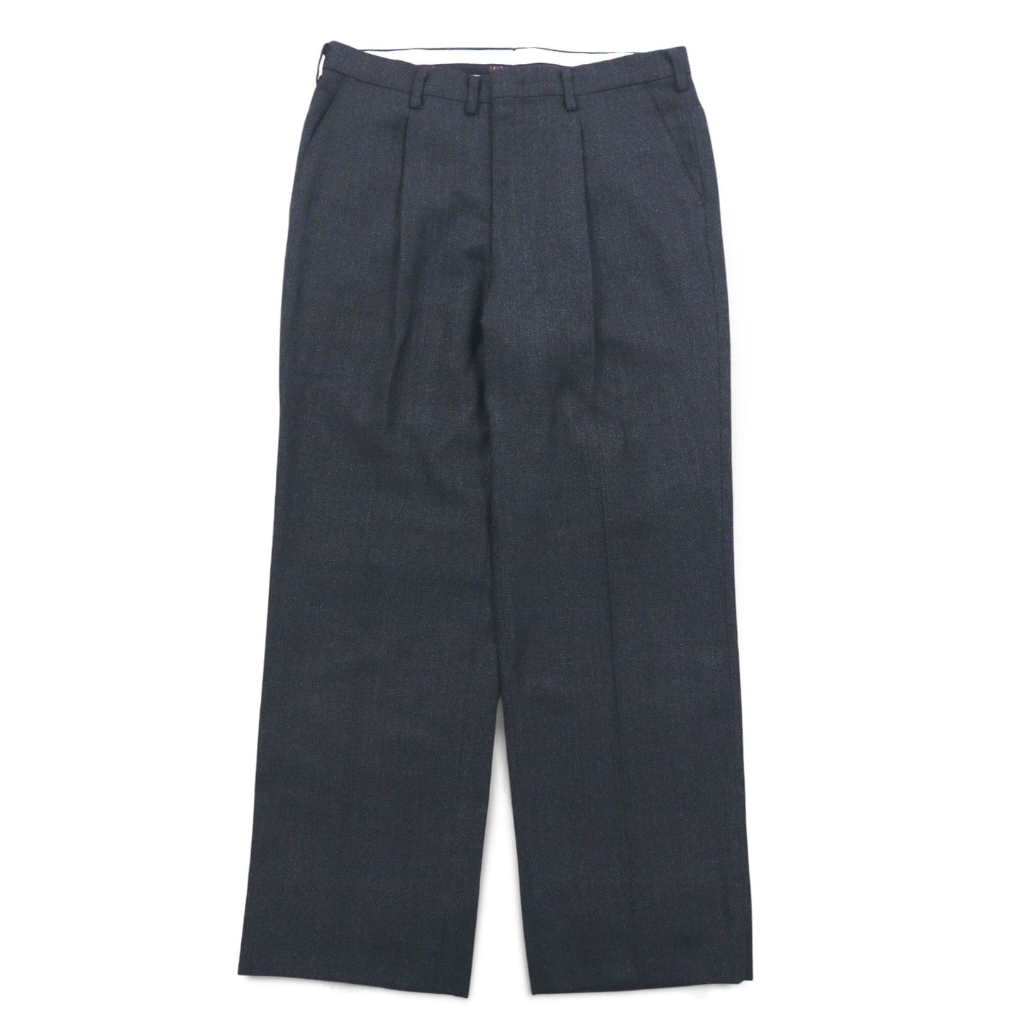 DAKS タック ワイド スラックスパンツ センタープレス M グレー ウール 日本製