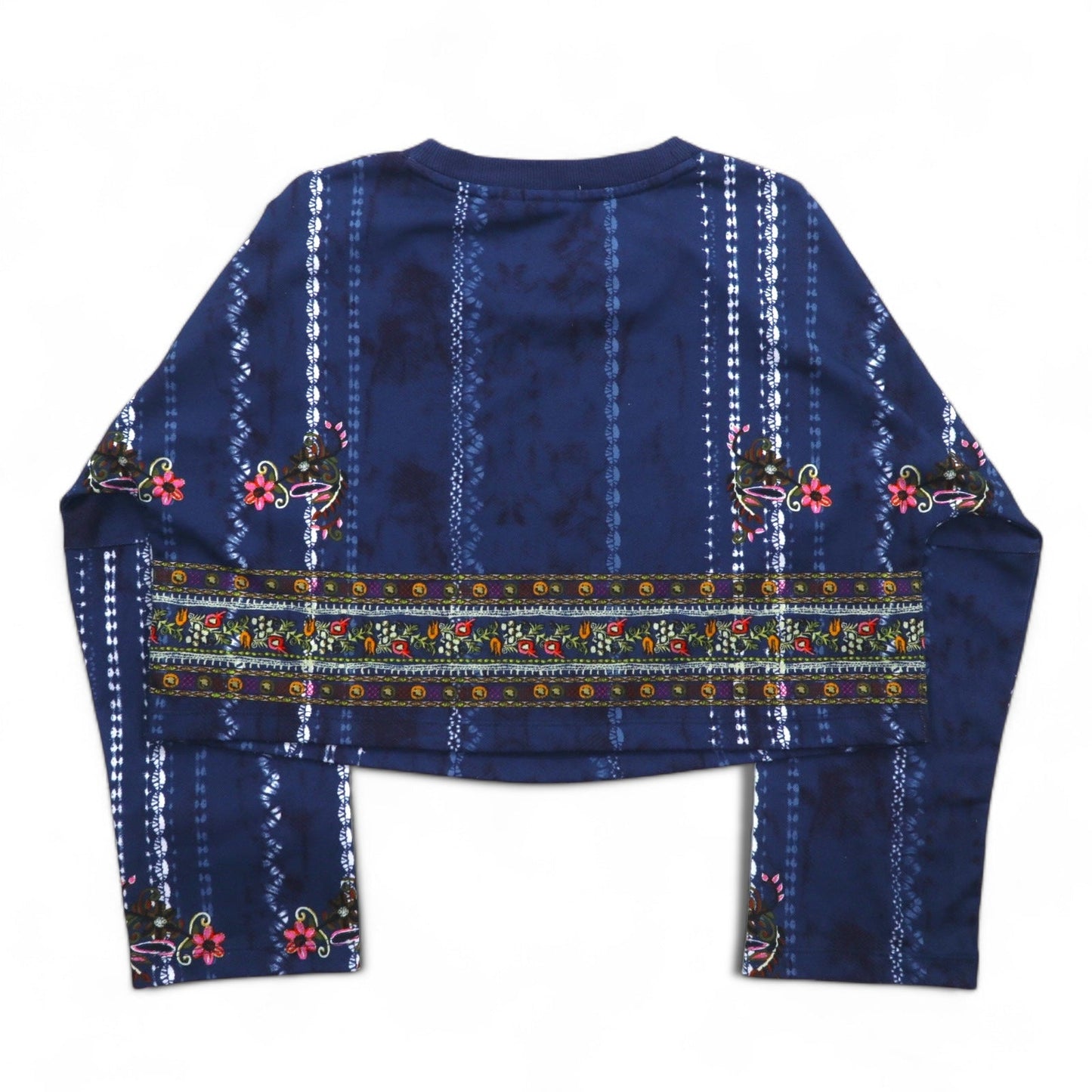 adidas originals クロップド スウェット M ネイビー ポリエステル 総柄 トレフォイルロゴ Cirande Sweat AY6896