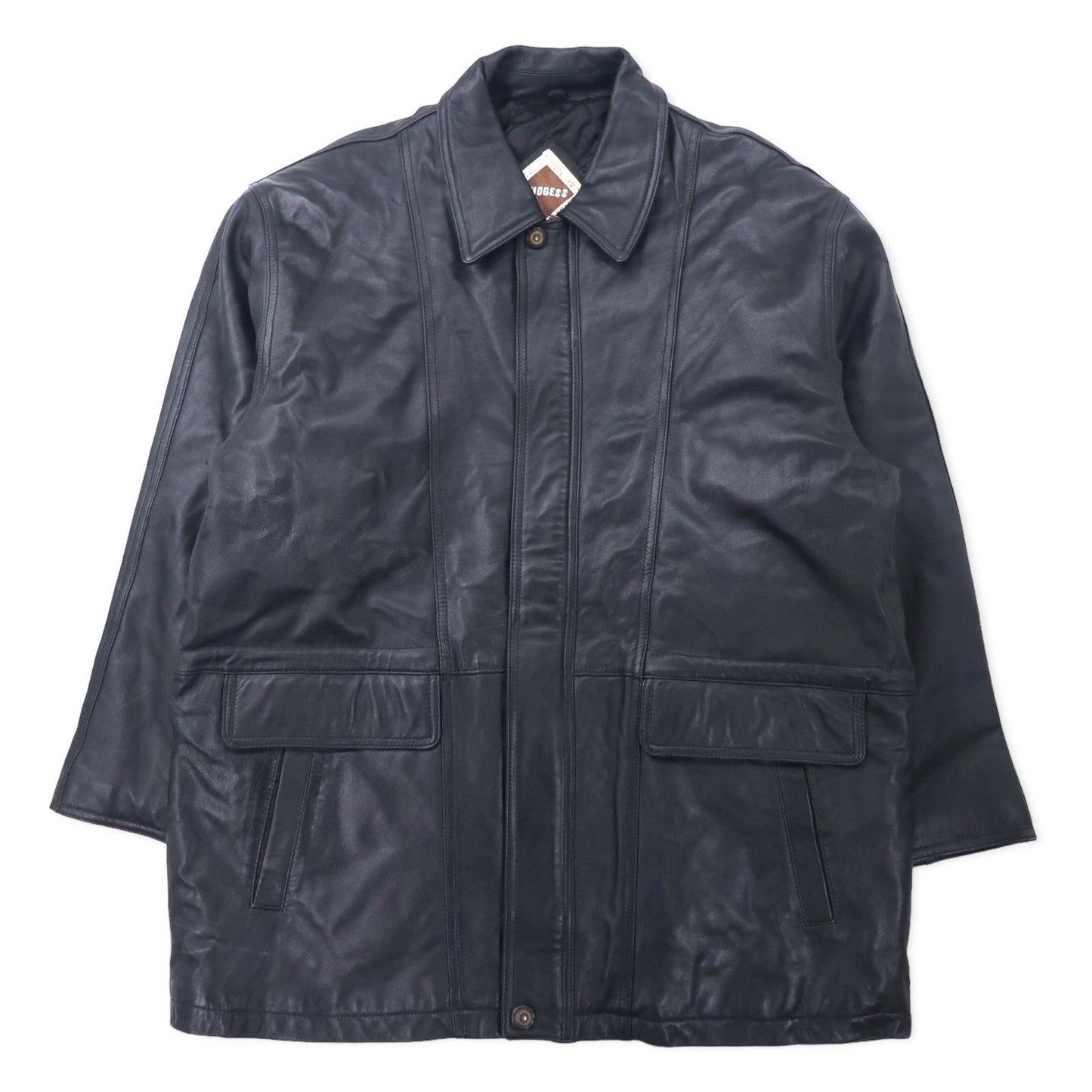 LMOGESS ラムレザー カーコート 3L ブラック 羊革 キルティングライナー ドローコード