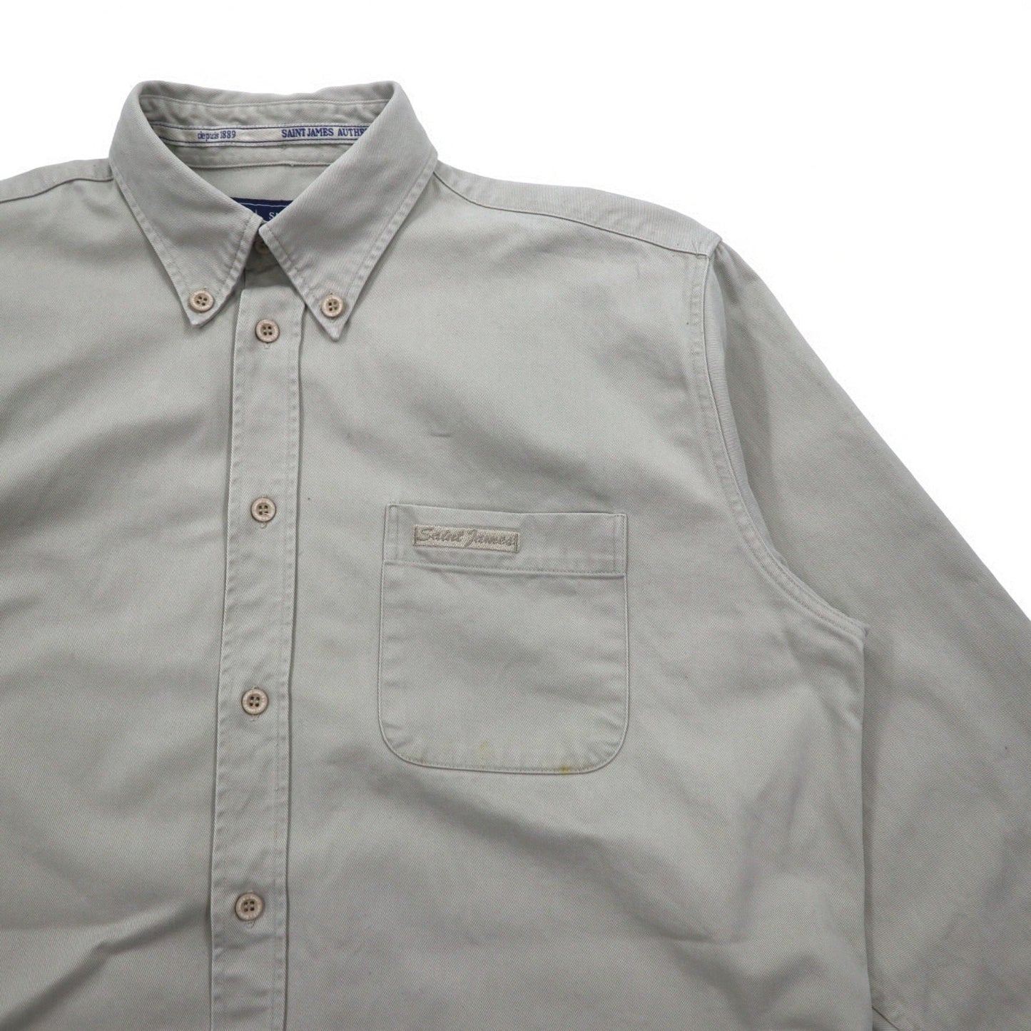 SAINT JAMES ボタンダウン チノワークシャツ M ベージュ コットン