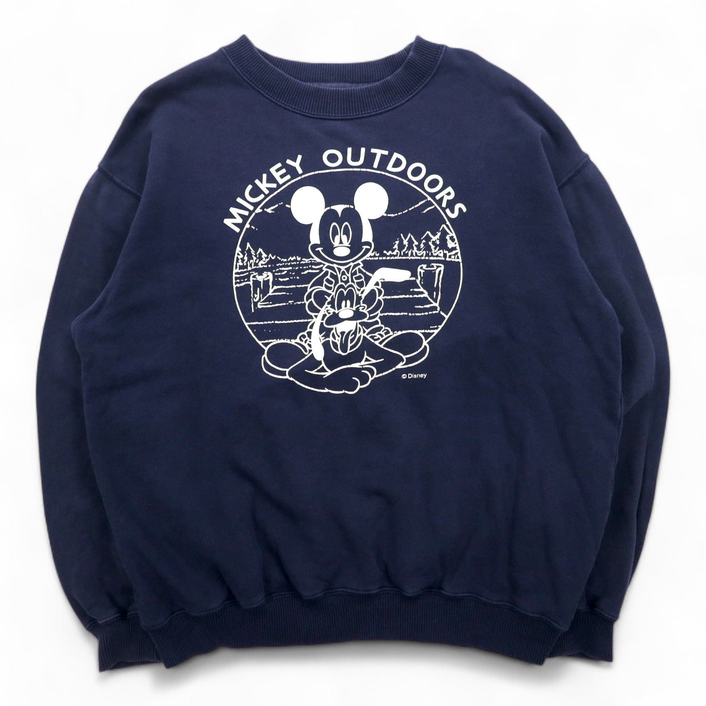 90年代 LOGOS × Disney キャラクタープリント スウェット S ネイビー ミッキー MICKEY OUTDOORS