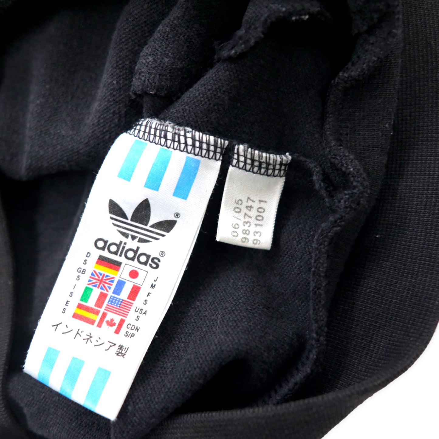adidas originals 00年代 トラックジャケット ジャージ M ブラック ポリエステル USAワッペン 総柄 3ストライプ トレフォイルロゴ刺繍