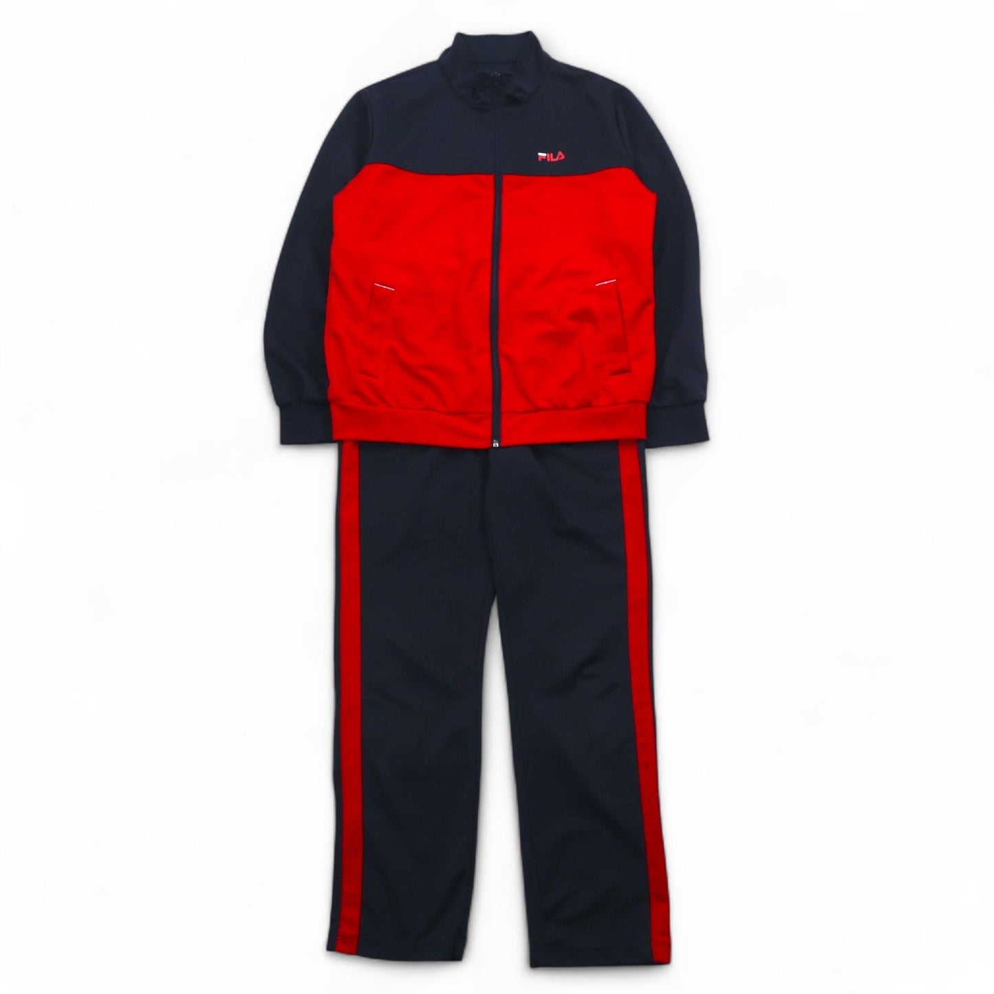 FILA トラックジャケット ジャージ セットアップ L ネイビー レッド ポリエステル