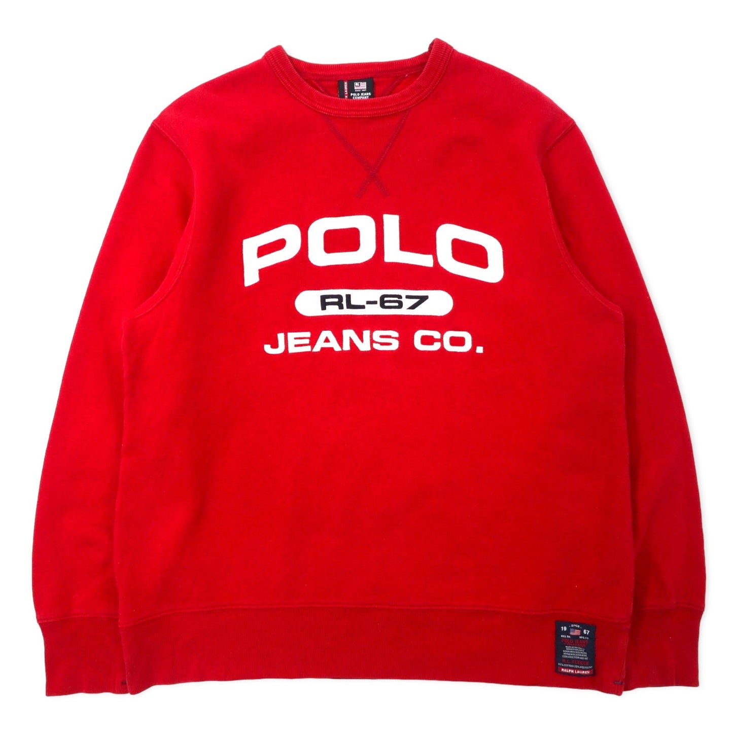 POLO JEANS COMPANY RALPH LAUREN 90年代 ロゴ刺繍 スウェット S レッド コットン