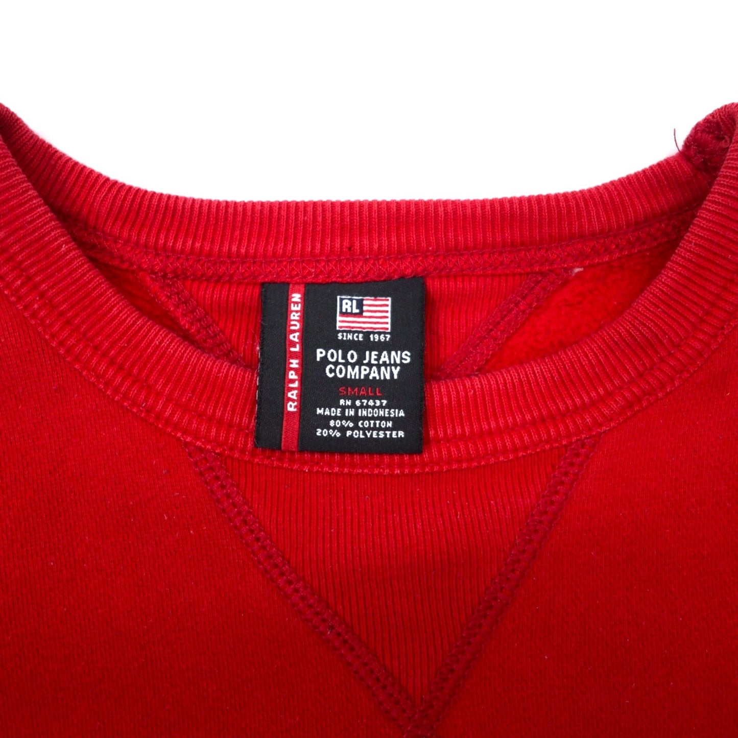 POLO JEANS COMPANY RALPH LAUREN 90年代 ロゴ刺繍 スウェット S レッド コットン