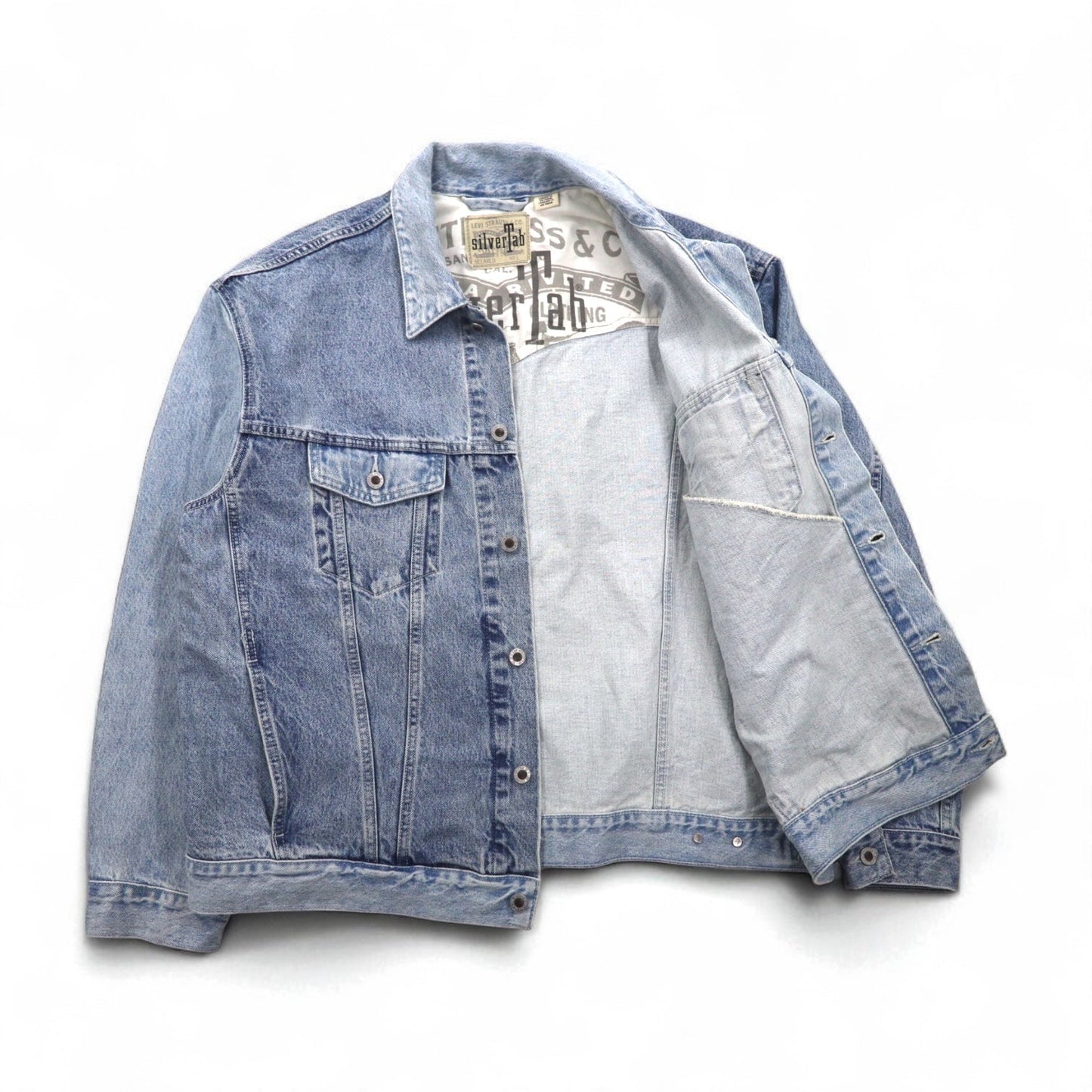 Levi's SILVER TAB シルバータブ RELAXED トラッカージャケット デニムジャケット Gジャン L インディゴ ライト ブルー ツートン HEART IS GOOD A31790005