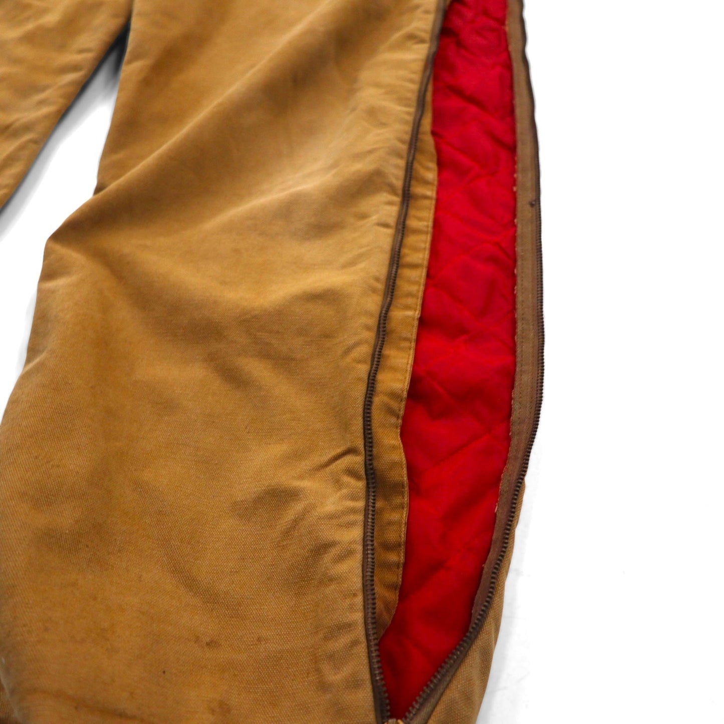 carhartt 70年代 USA製 ダック パデット オールインワン つなぎ L キャメル キルティングライナー GRIPPER ZIPPER 996QZ