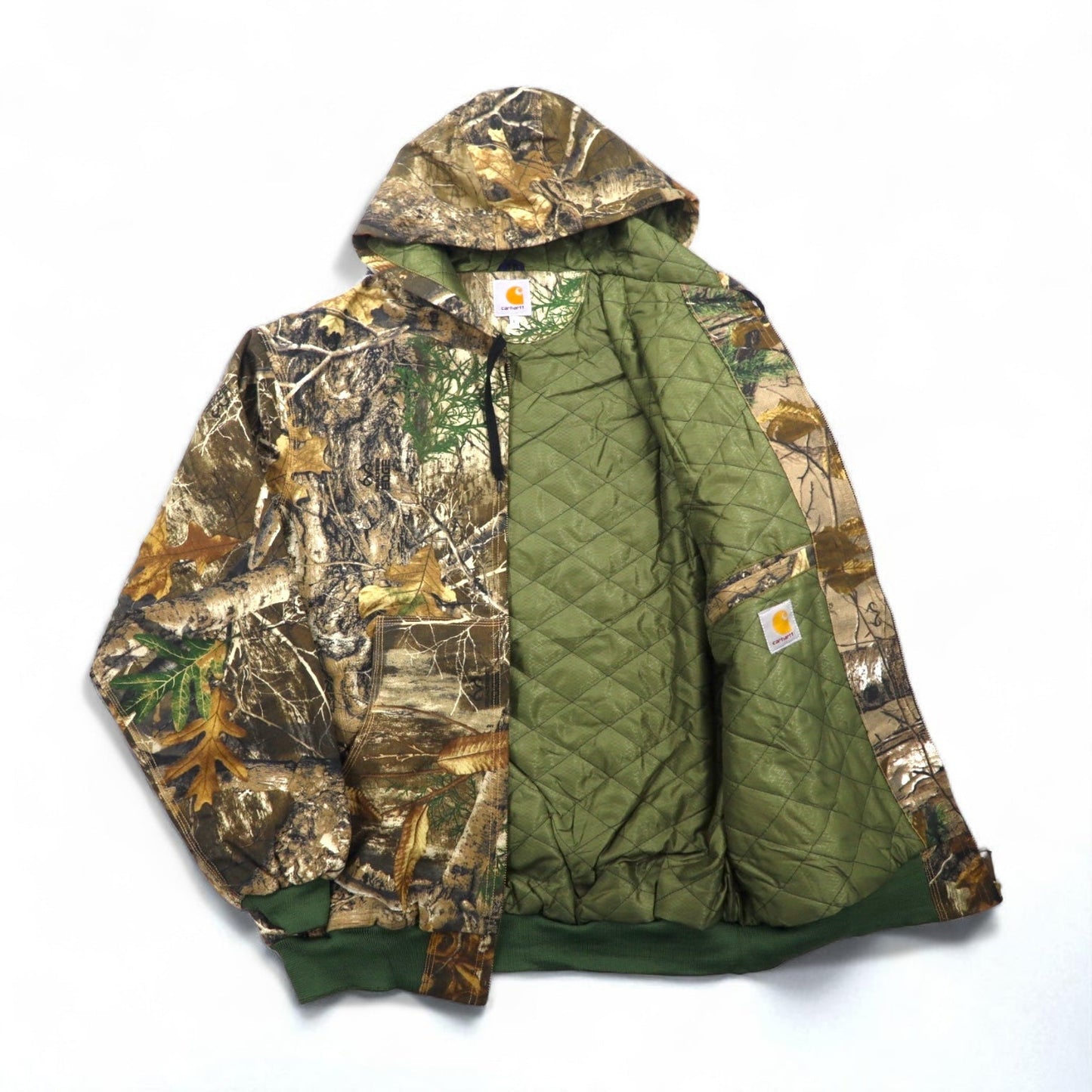 carhartt リメイク 再構築 リアルツリーカモ アクティブジャケット パーカー L カーキ コットン