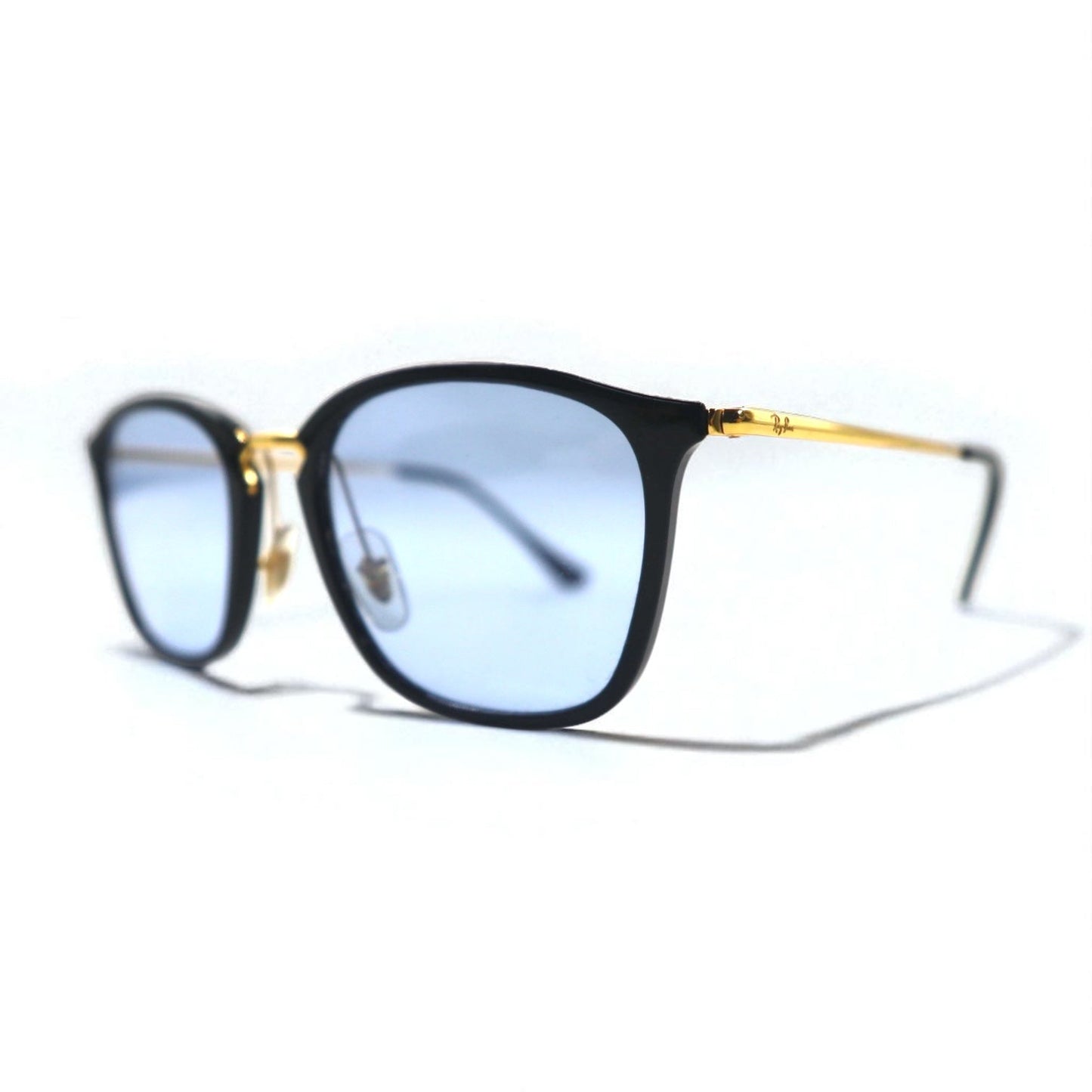 Ray-Ban スクエア サングラス ブラック ゴールド カラーレンズ RB7164 2000 52-20 150