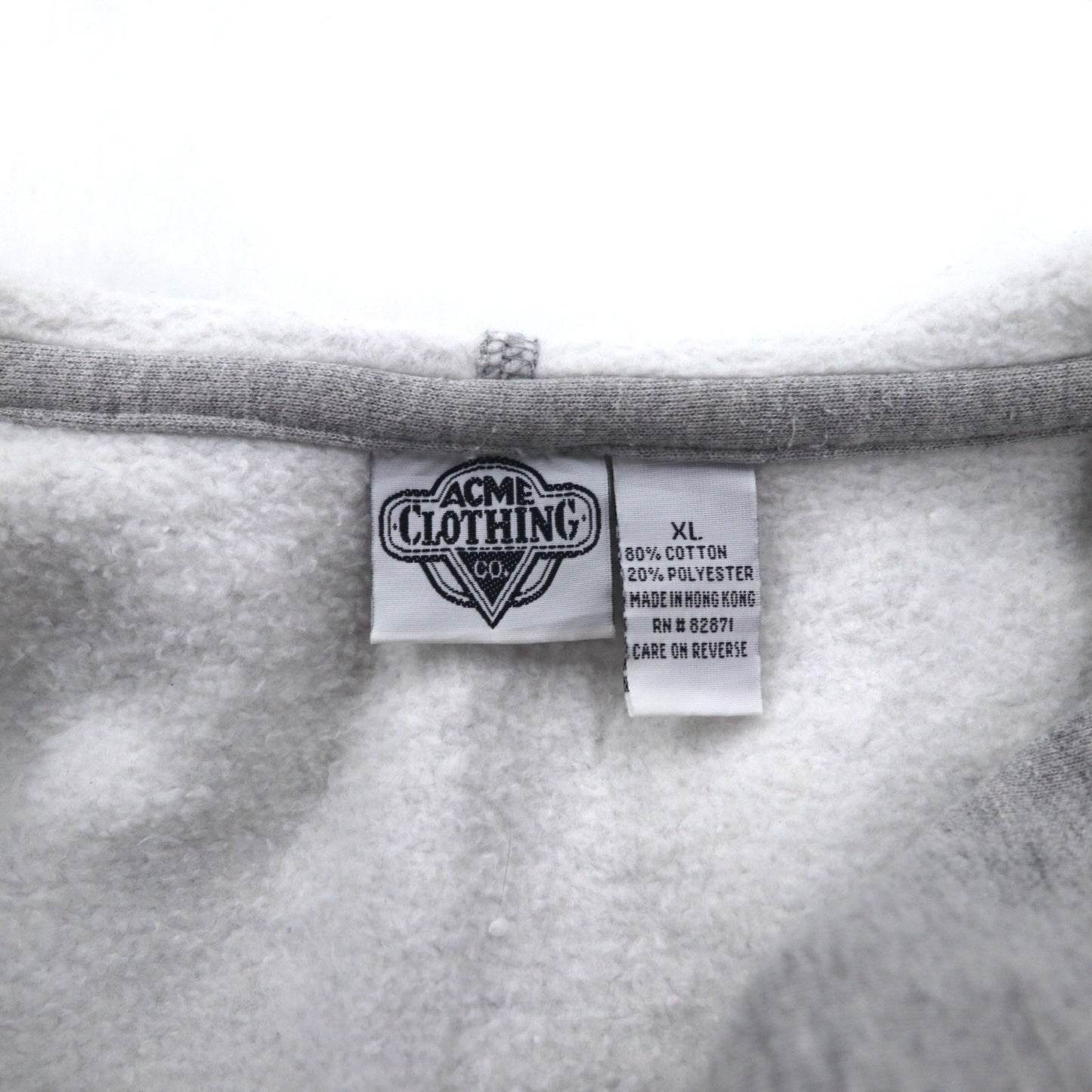 WARNER BROS. 90年代 ルーニーチューンズ LOONEY TUNES キャラクター刺繍 ハーフジップパーカー XL グレー ACME CLOTHING CO.