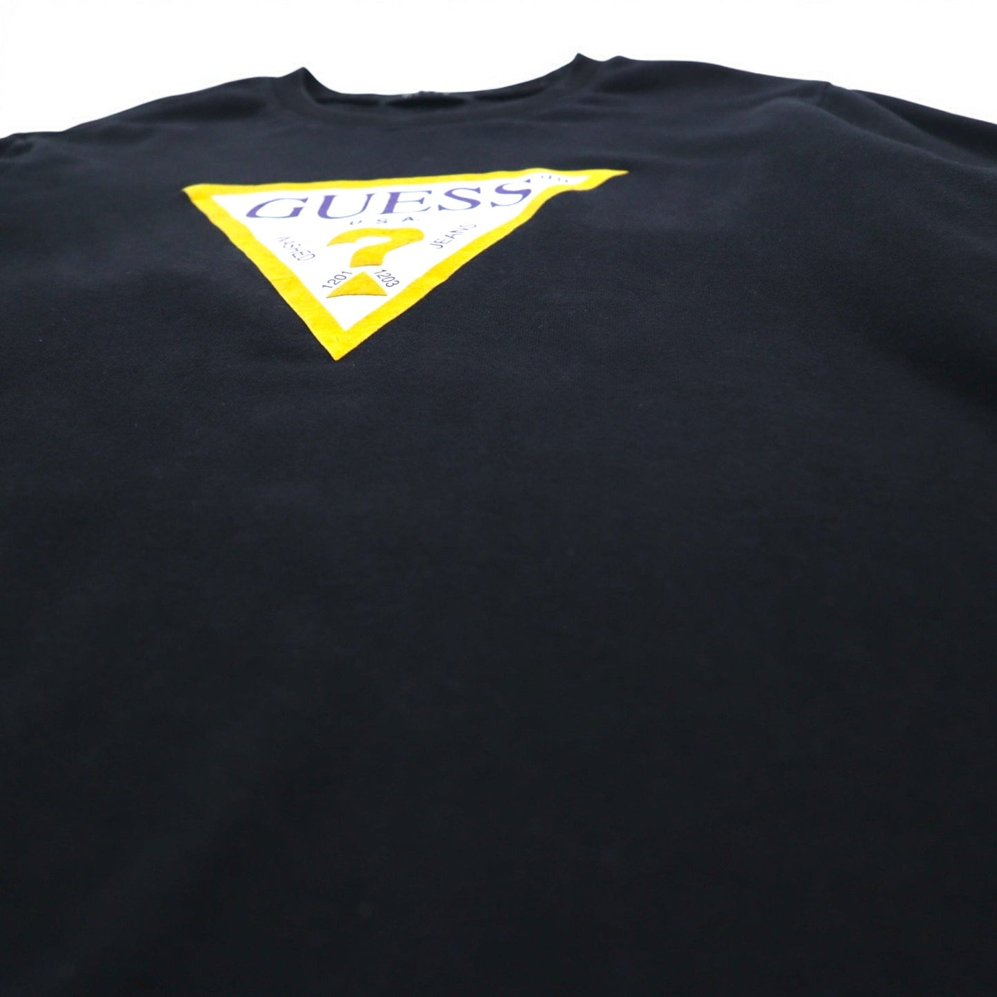 GUESS トライアングルロゴ プリント スウェット L ブラック コットン