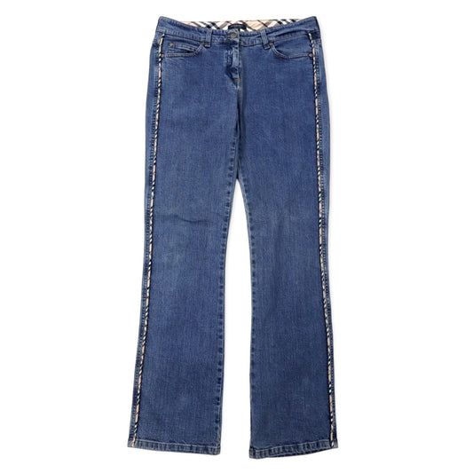 BURBERRY イタリア製 ノバチェック ブーツカット デニムパンツ 10 ブルー コットン ストレッチ