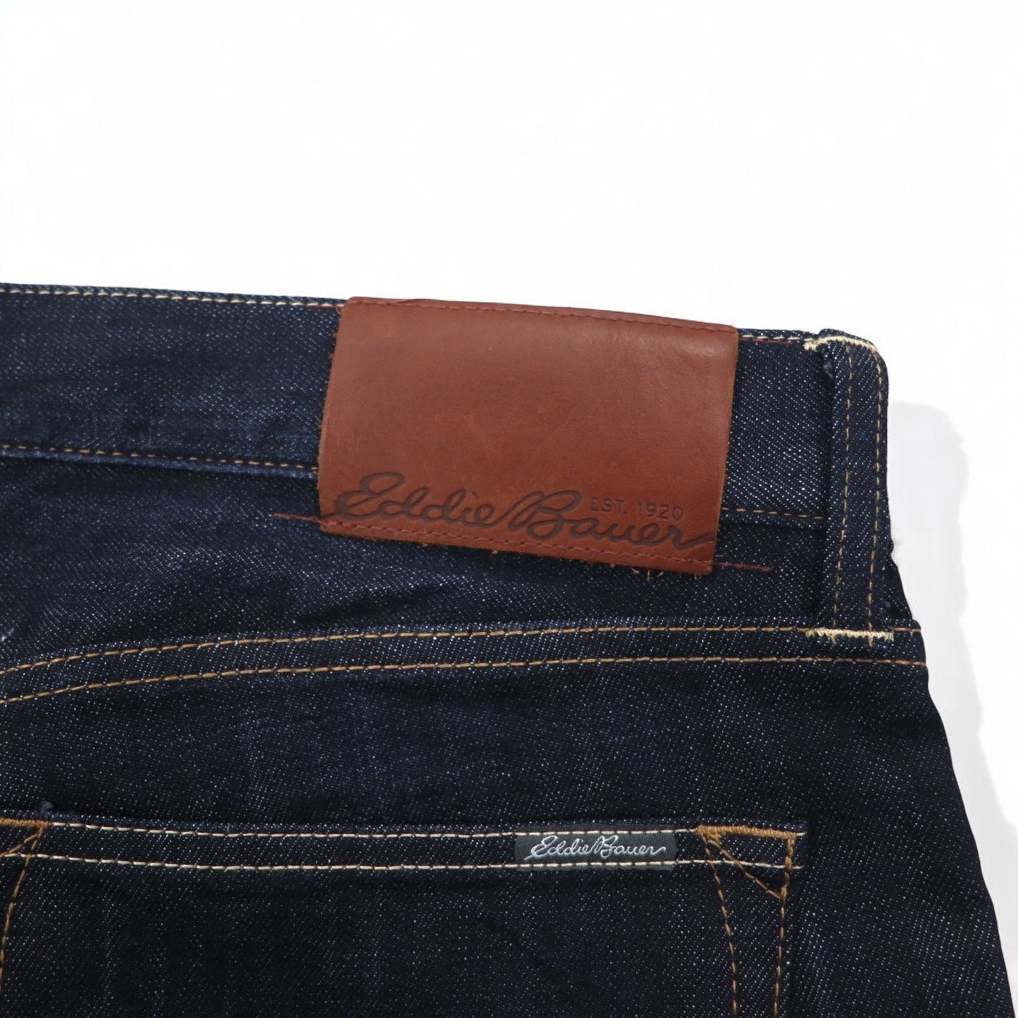 Eddie Bauer リジッド デニムパンツ XL インディゴ ブルー USA製コットン 未使用品