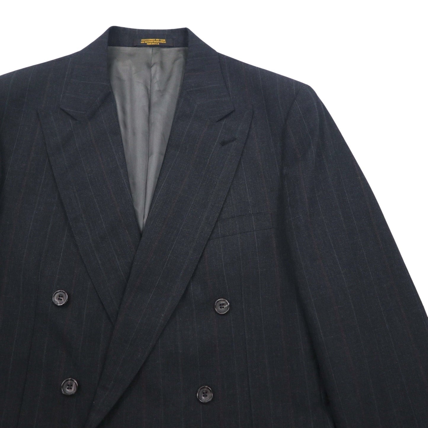 Vintage 80s USA Made Pinstripe Double Breasted Blazer Jacket EVAN PICONE 80年代 USA製 ダブル テーラードジャケット ブレザー L ユニオンメイド ACTWUタグ TAILORED FOR FOLEYS