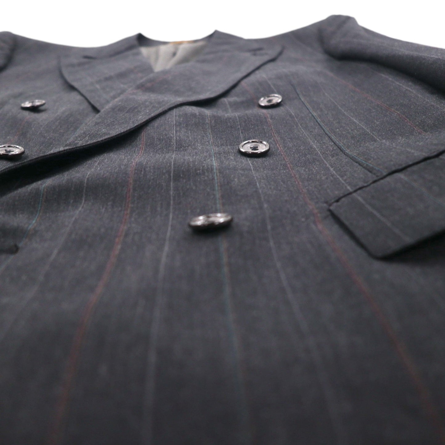 Vintage 80s USA Made Pinstripe Double Breasted Blazer Jacket EVAN PICONE 80年代 USA製 ダブル テーラードジャケット ブレザー L ユニオンメイド ACTWUタグ TAILORED FOR FOLEYS
