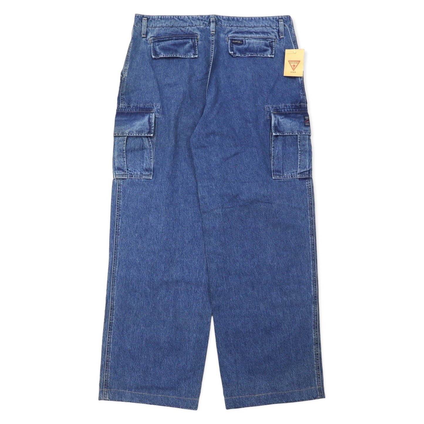 GUESS JEANS USA製 90年代 バギー デニム カーゴパンツ 36 ブルー コットン TALONジップ 未使用品