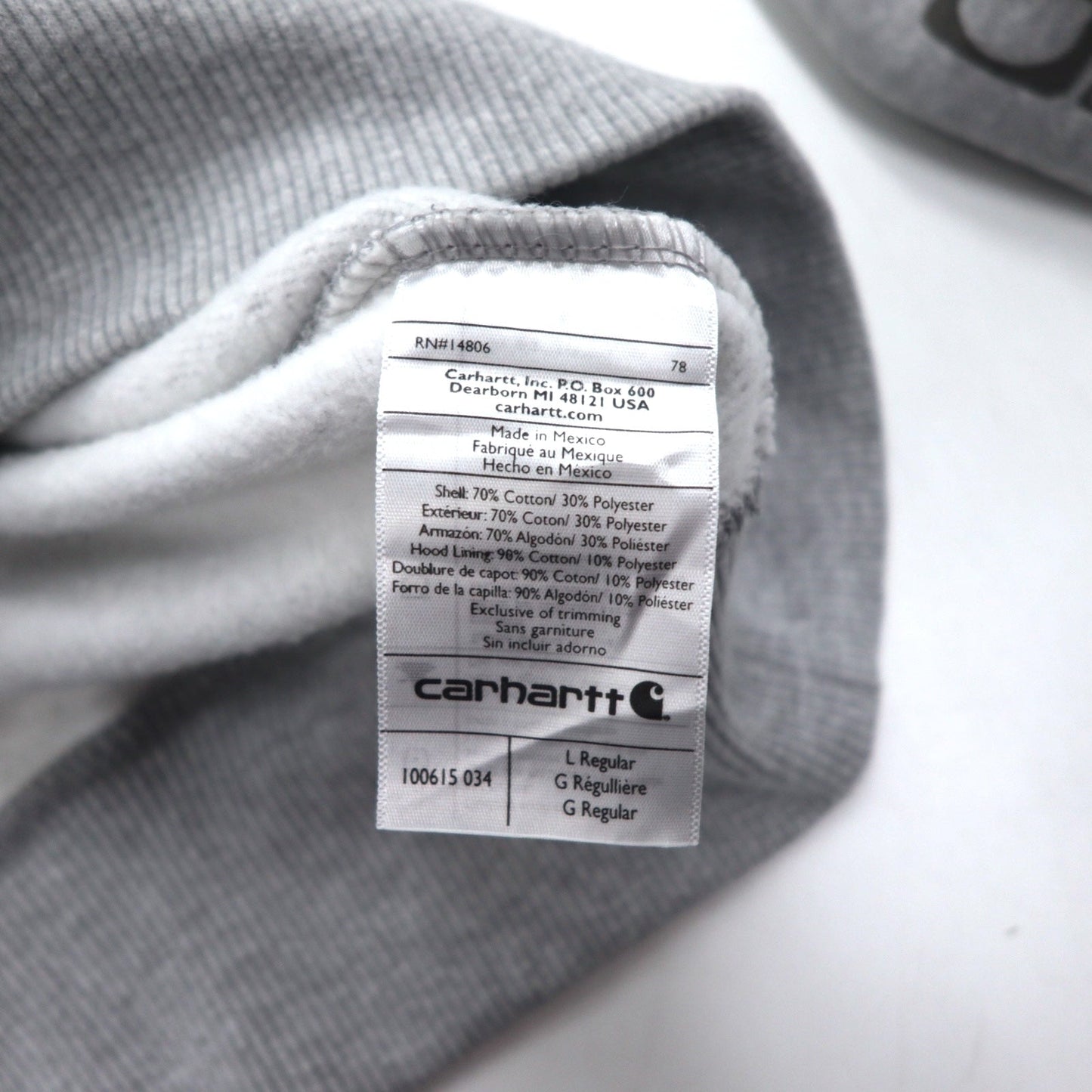 Carhartt レインディフェンダー RAIN DEFENDER ヘビーウェイト フーディー パーカー L グレー 裏起毛 US企業 HEAVYWEIGHT HOODIE 100615 メキシコ製