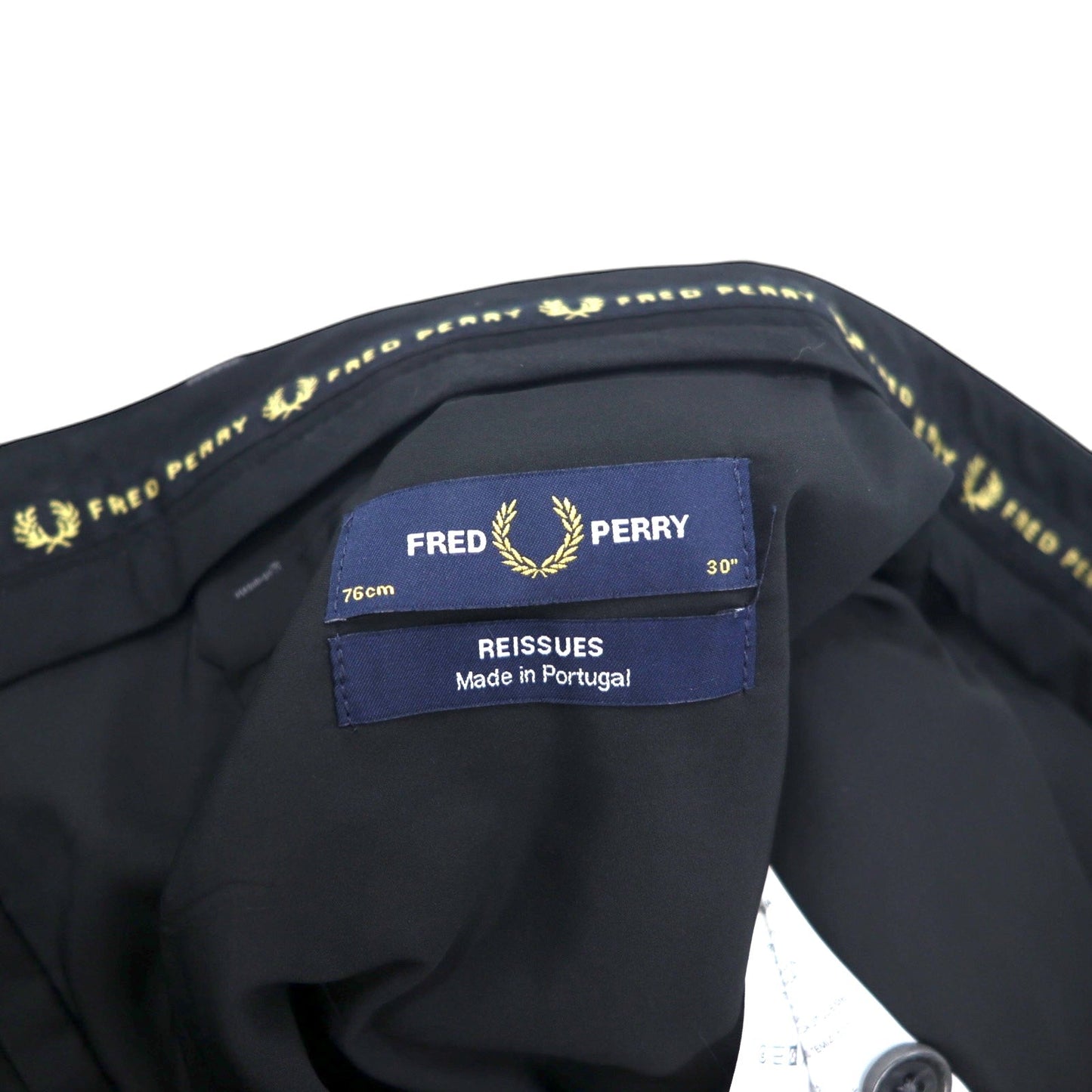 FRED PERRY センタープレス テーパード スラックスパンツ 30 グレー コットン PEG LEG TROUSER T3815 ポルトガル製