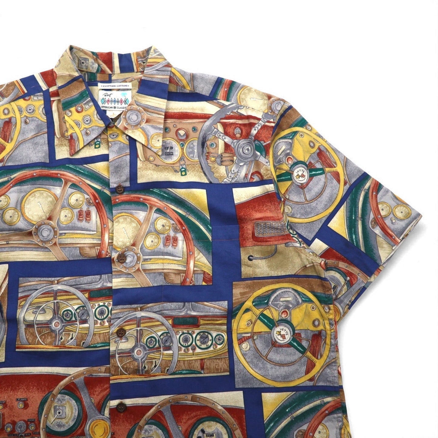 Rayn SPOONER 80年代 ハワイ製 ダイヤモンドヘッドタグ AMERICAN CLASSICS アロハシャツ L ネイビー EGYPTIAN COTTON