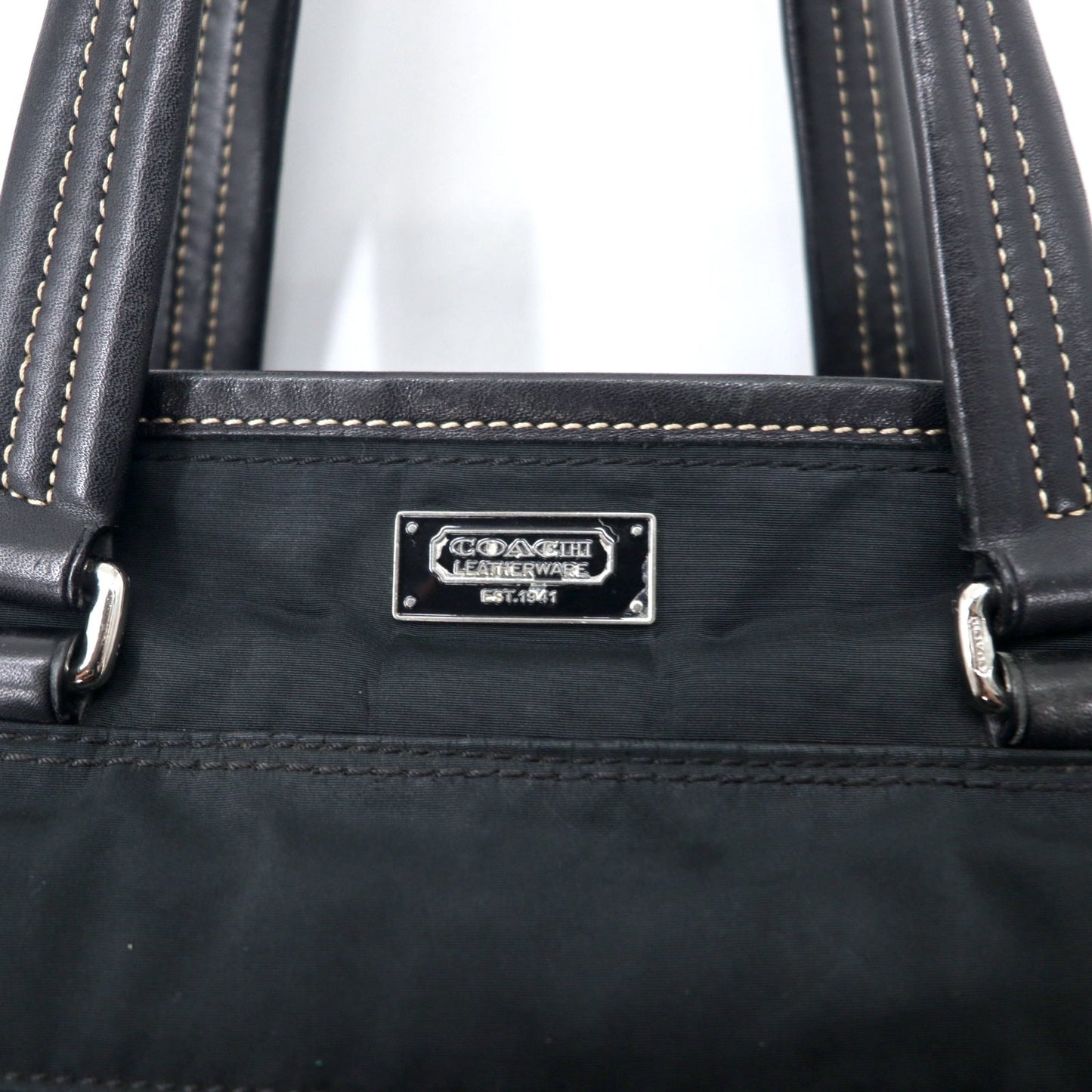 COACH 2WAY ビジネスバッグ トートバッグ ブラック ナイロン レザー 70211