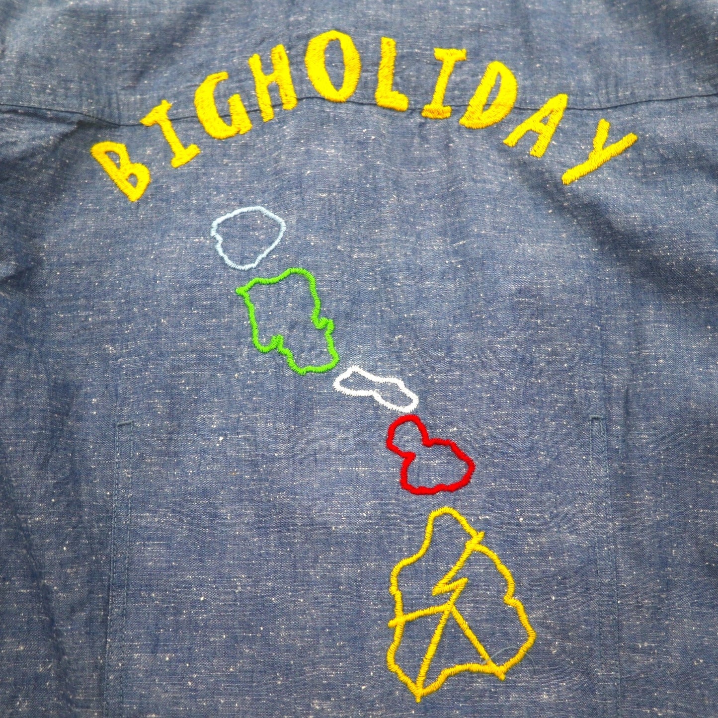 TMT スーベニア 刺繍 シャンブレーシャツ M インディゴ ブルー BIG HOLIDAY 日本製