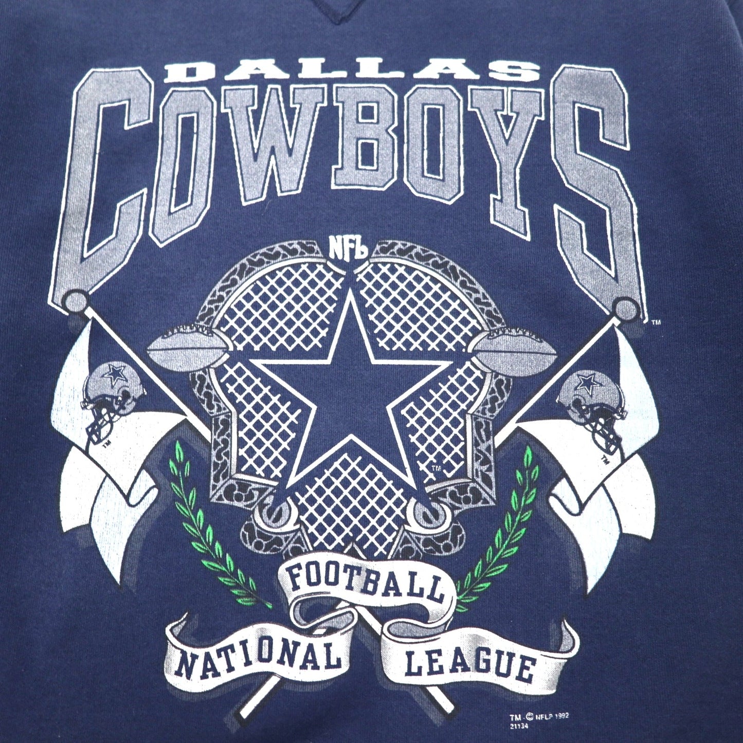 SIGNAL SPORTS USA製 90年代 NFL プリント スウェット L ネイビー コットン DALLAS COWBOYS 1992