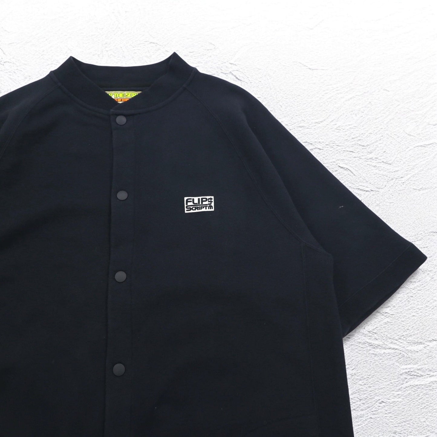 FLIP THE SCRIPT 90年代 半袖 スウェット ジャケット スタジャン 2XL ブラック スナップボタン スラッシュポケット