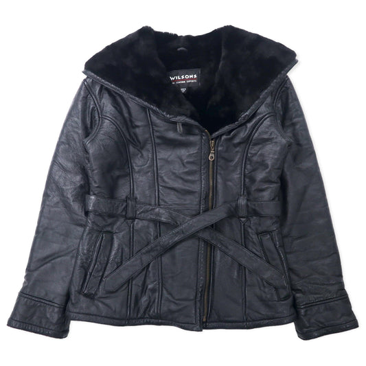WILSONS ダブル ライダースジャケット レザージャケット フーディー M ブラック アクリルファー ライナー