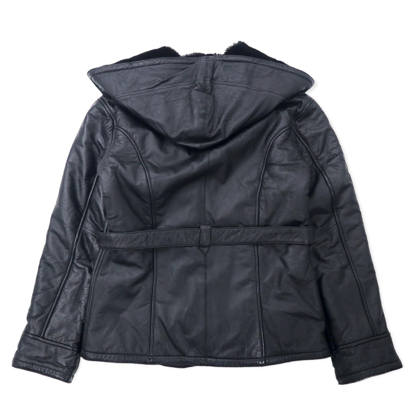 WILSONS ダブル ライダースジャケット レザージャケット フーディー M ブラック アクリルファー ライナー