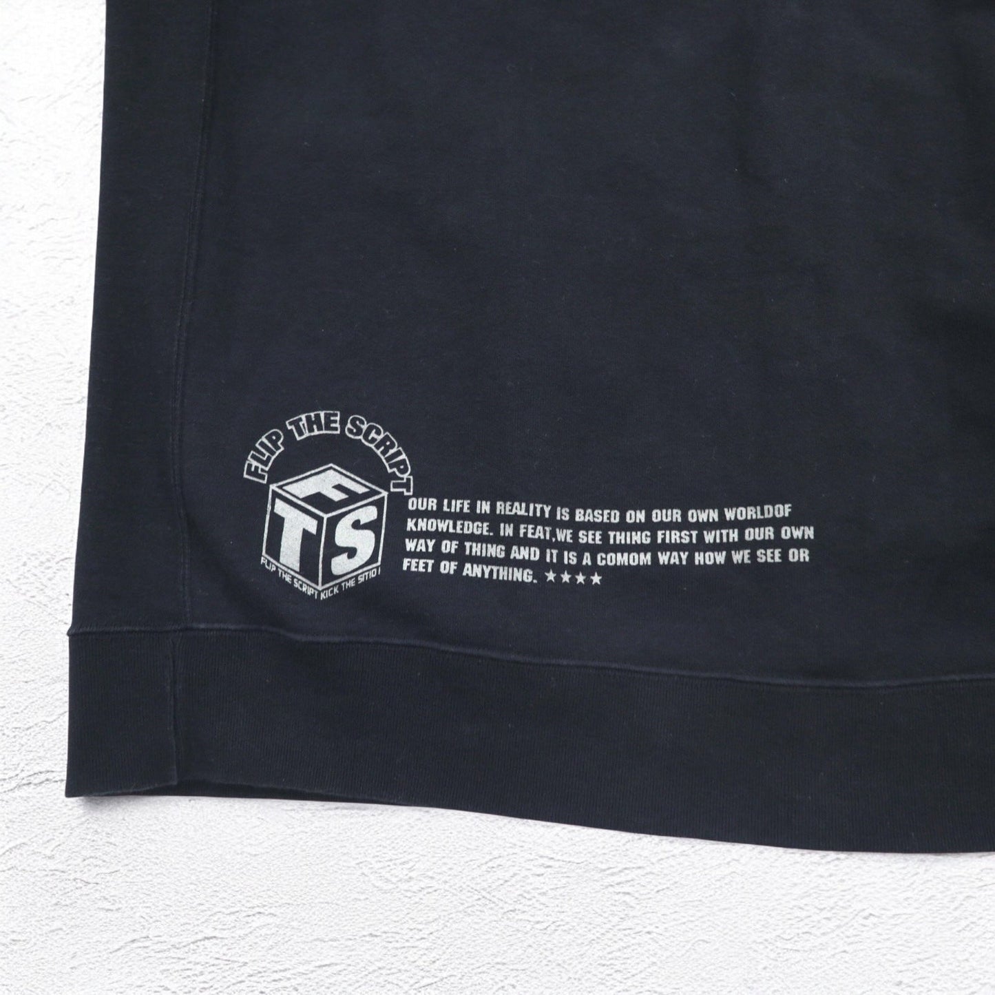 FLIP THE SCRIPT 90年代 半袖 スウェット ジャケット スタジャン 2XL ブラック スナップボタン スラッシュポケット