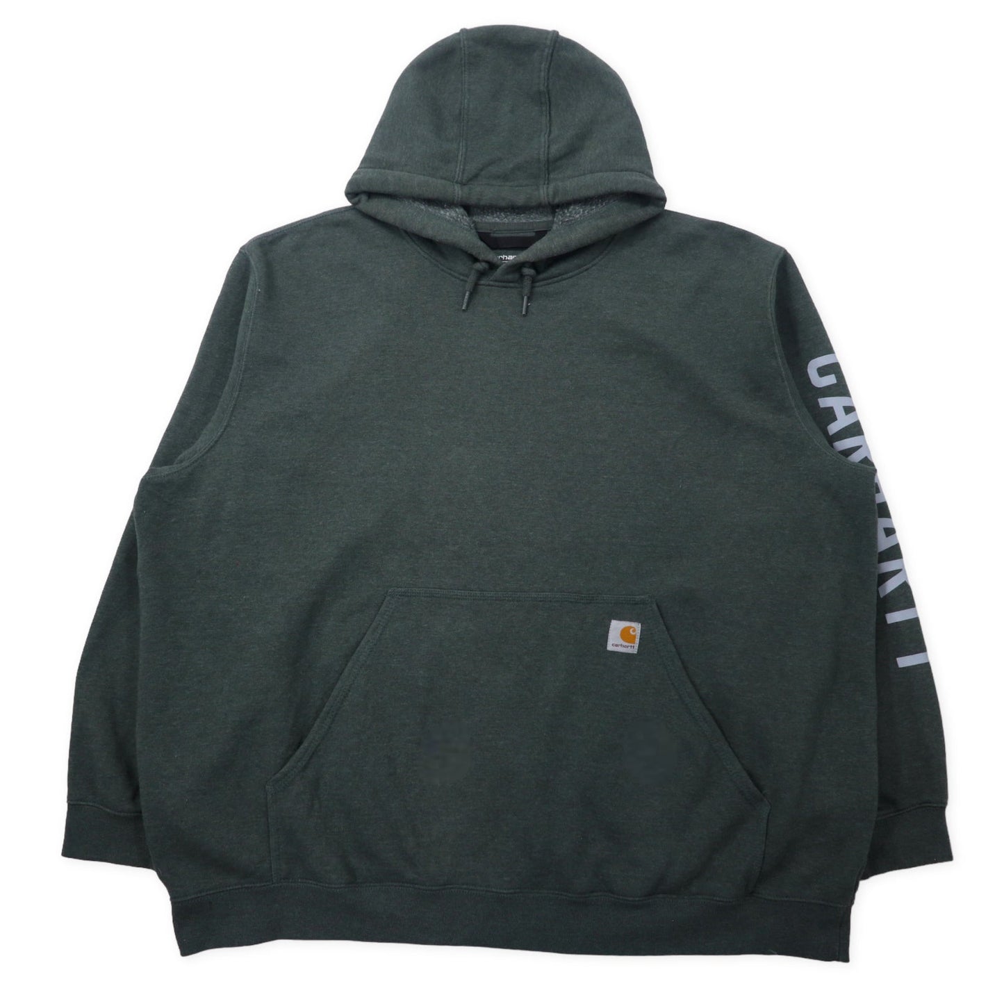 carhartt ルーズフィット プルオーバーパーカー 3XL グレー コットン 裏起毛 袖ロゴ ビッグサイズ メキシコ製