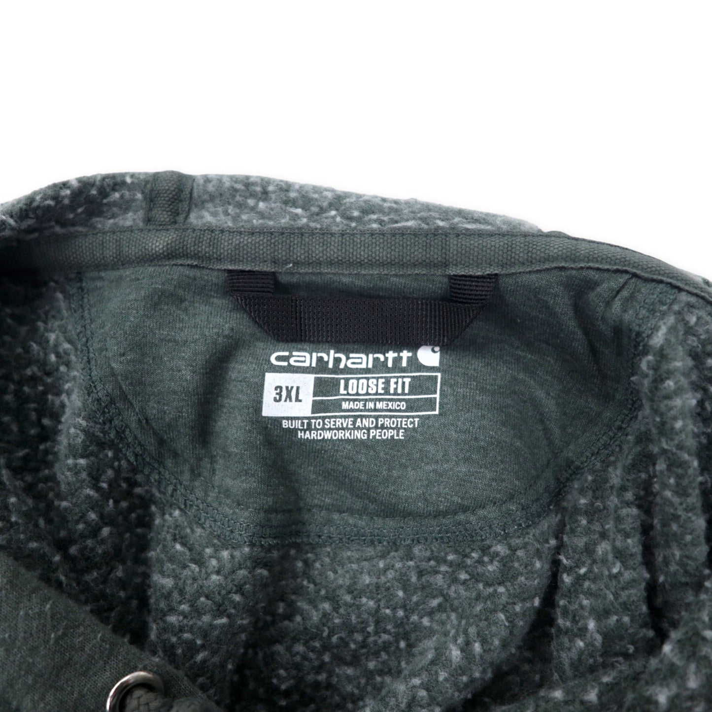 carhartt ルーズフィット プルオーバーパーカー 3XL グレー コットン 裏起毛 袖ロゴ ビッグサイズ メキシコ製
