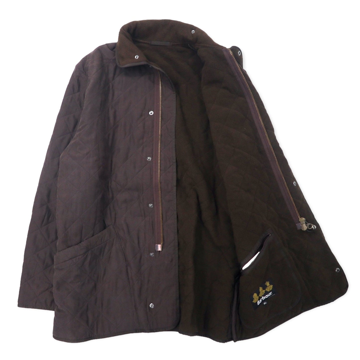 Barbour キルティングジャケット XL ブラウン ポリエステル フリースライナー MICROFIBRE POLARQUILT MQU0022BR95