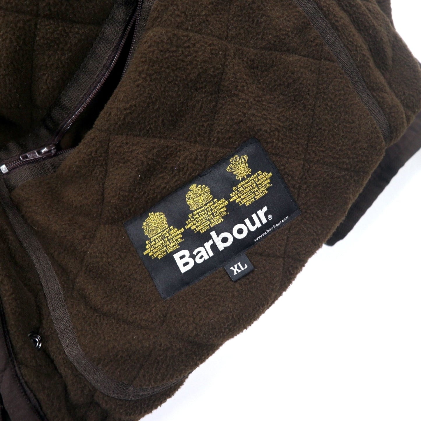 Barbour キルティングジャケット XL ブラウン ポリエステル フリースライナー MICROFIBRE POLARQUILT MQU0022BR95