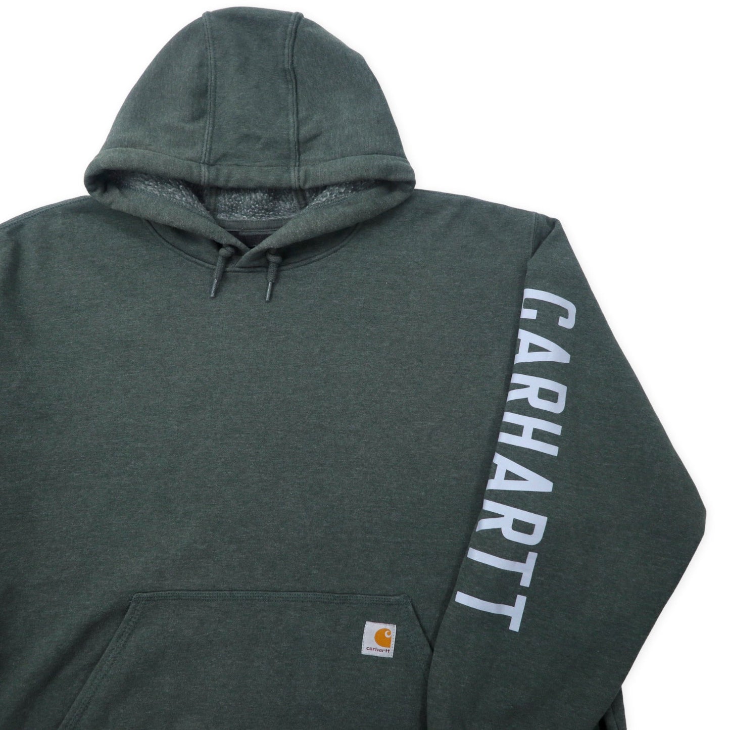 carhartt ルーズフィット プルオーバーパーカー 3XL グレー コットン 裏起毛 袖ロゴ ビッグサイズ メキシコ製