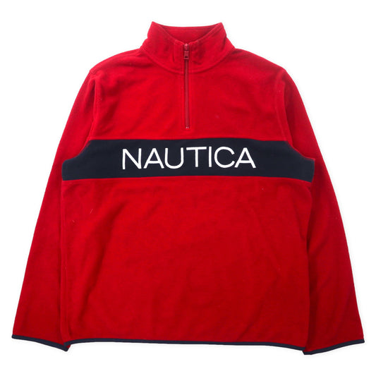 NAUTICA ハーフジップ フリースジャケット L レッド ネイビー ポリエステル ロゴ刺繍