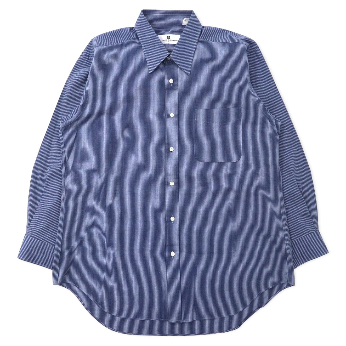 PIERRE BALMAIN ドレスシャツ 42-80 ネイビー ストライプ コットン 日本製
