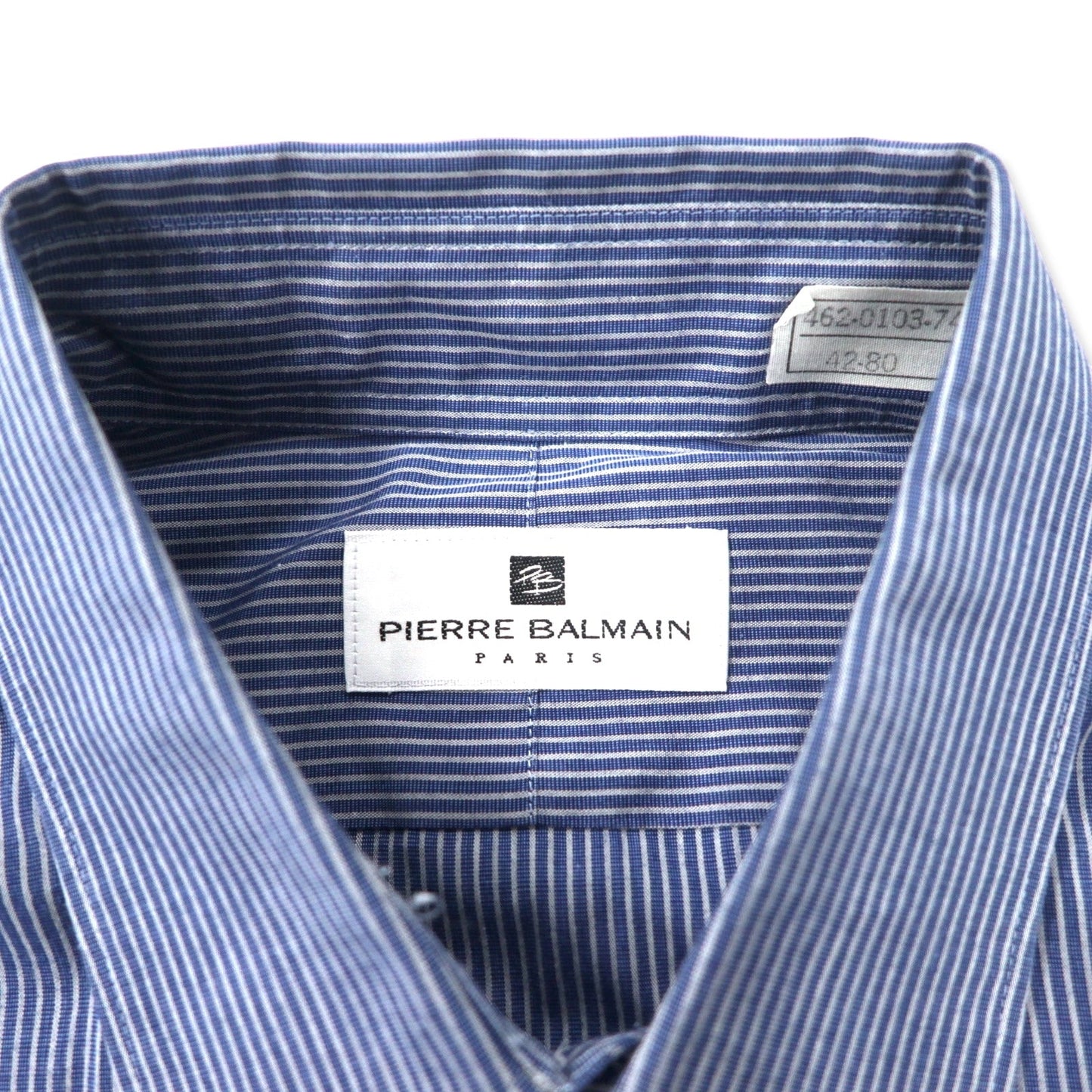 PIERRE BALMAIN ドレスシャツ 42-80 ネイビー ストライプ コットン 日本製