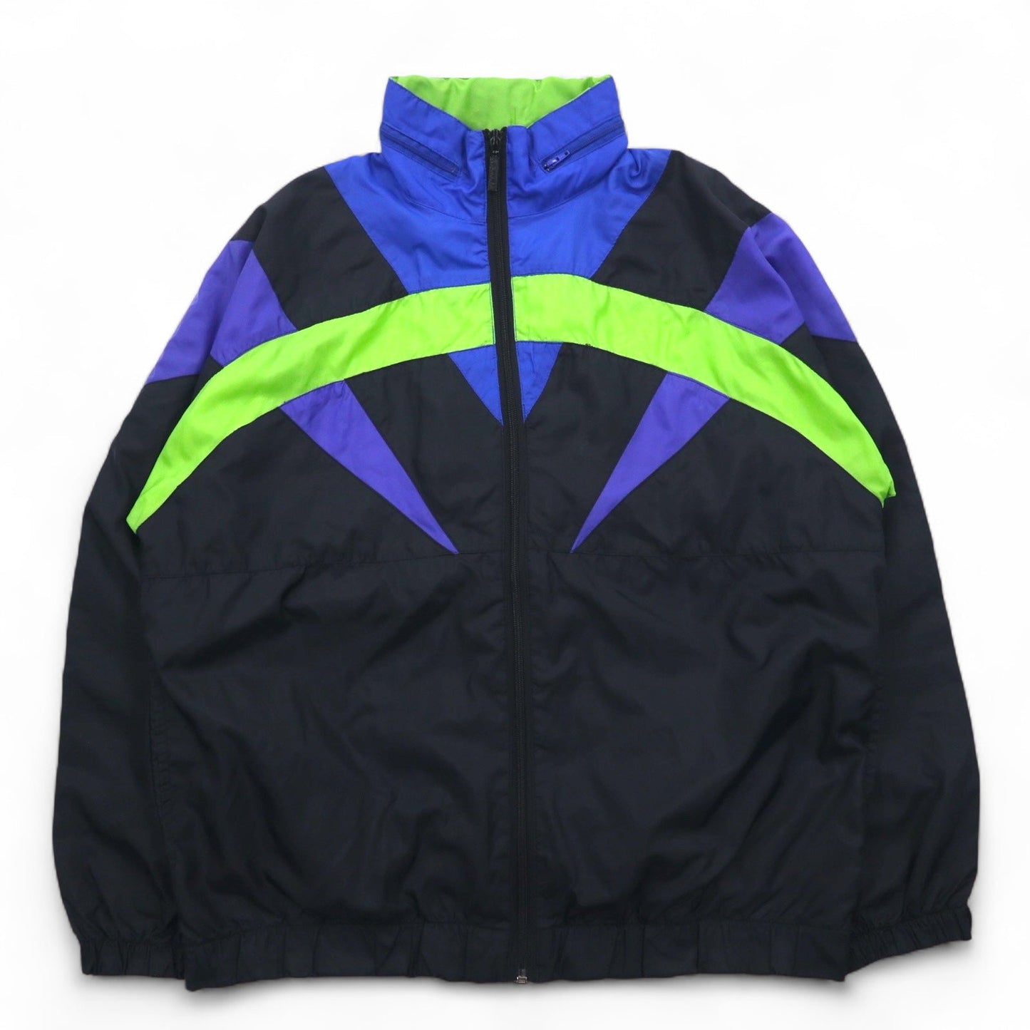 adidas 90年代 銀タグ ナイロンジャケット ジャージ M ブラック メッシュライナー フード収納式