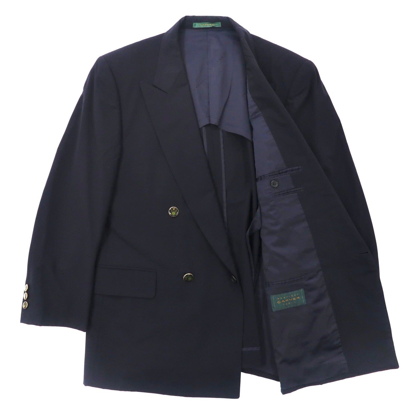 CARVEN ダブル テーラードジャケット 94-AB4 ネイビー ウール オールド