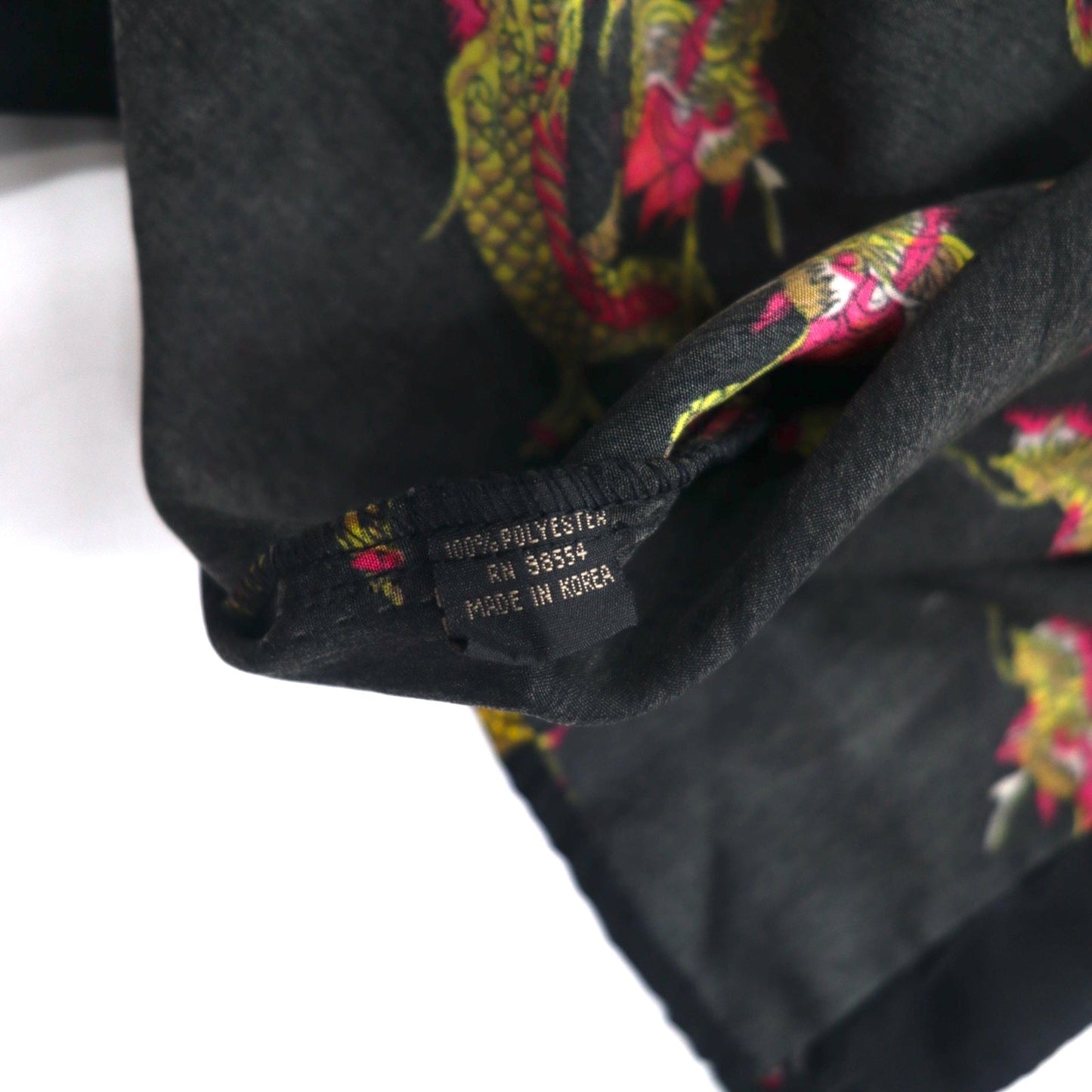 Vintage 90s China Dragon Patterned Shirt DAGACCI ポリシャツ XL ブラック 総柄 龍