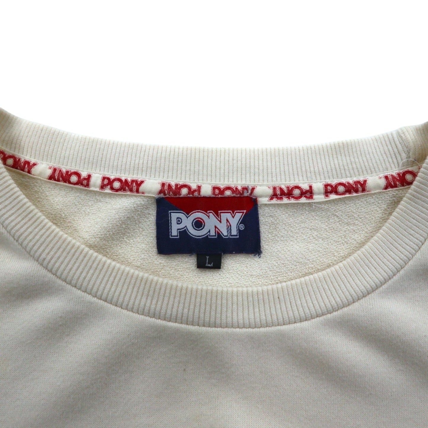 Vintage PONY Crewneck Sweatshirt クルーネックスウェット L ホワイト ネイビー レッド トリコロール