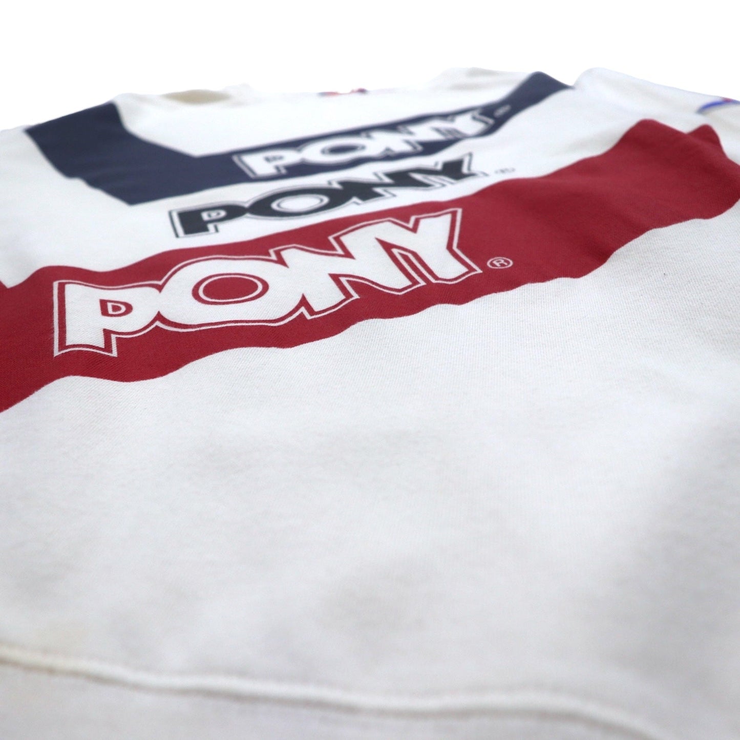 Vintage PONY Crewneck Sweatshirt クルーネックスウェット L ホワイト ネイビー レッド トリコロール