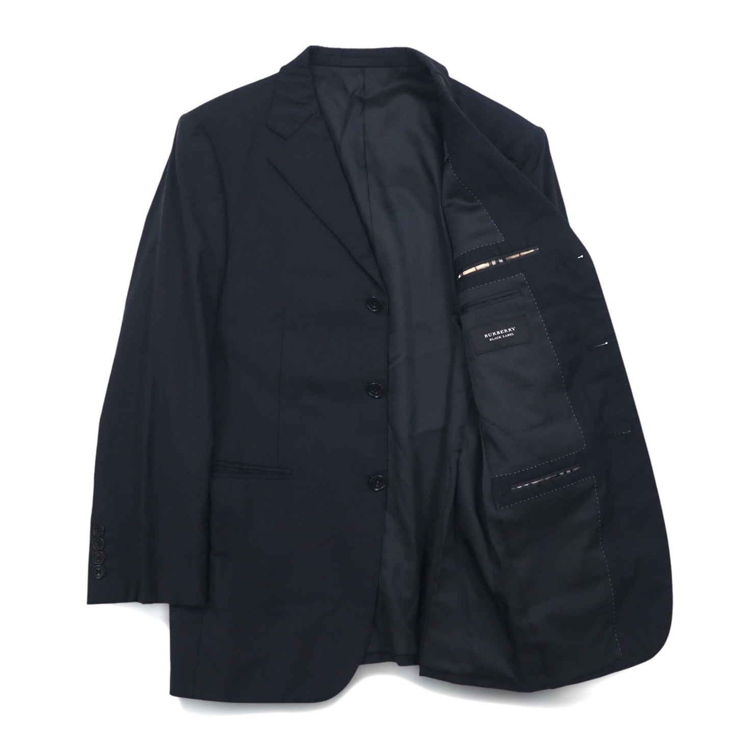 BURBERRY BLACK LABEL 3B スーツ セットアップ M ブラック ストライプ BMD40-109-09 日本製