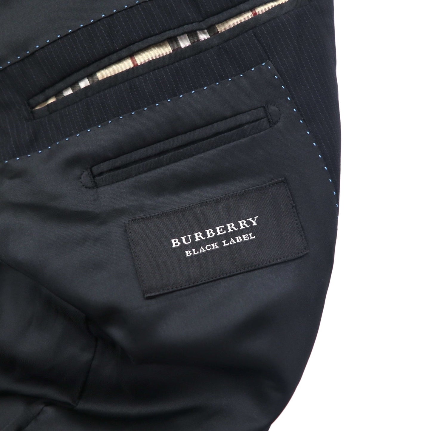 BURBERRY BLACK LABEL 3B スーツ セットアップ M ブラック ストライプ BMD40-109-09 日本製