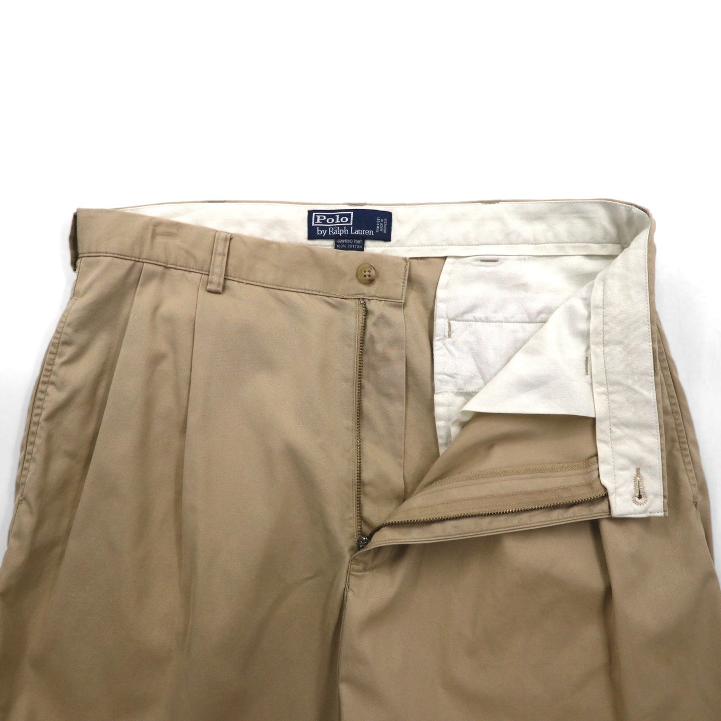 Polo by Ralph Lauren 90年代 HAMMOND PANT ポロチノ 2タック ワイド チノパンツ L ベージュ コットン