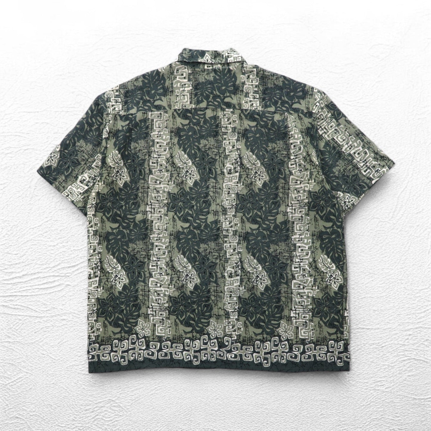 Vintage 90s Hawaiian Shirt 90年代 OXIDE アロハシャツ XL ビッグサイズ カーキ ポリエステル 総柄